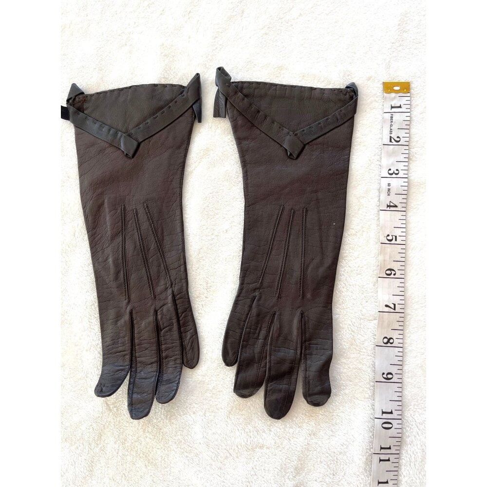 Vintage Real Kid Leather Opera Gloves Made In USA Size 6 3/4 19q